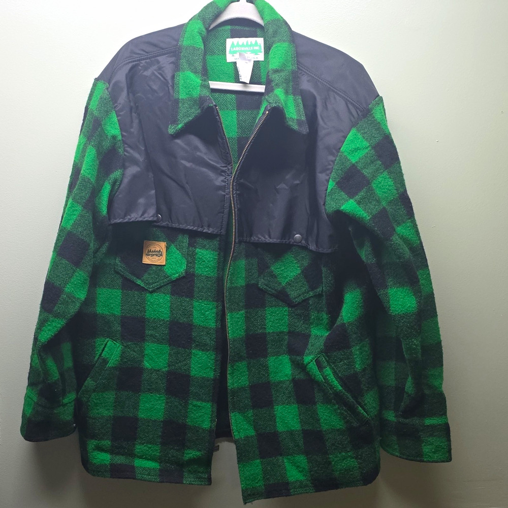 Labonville Inc. Green/Black Plaid Zip Jacket w/ Pockets Men's Size 2XL